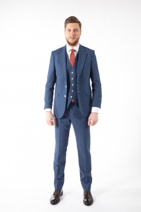 COSTUM ALBASTRU REGULAR FIT D'S DAMAT