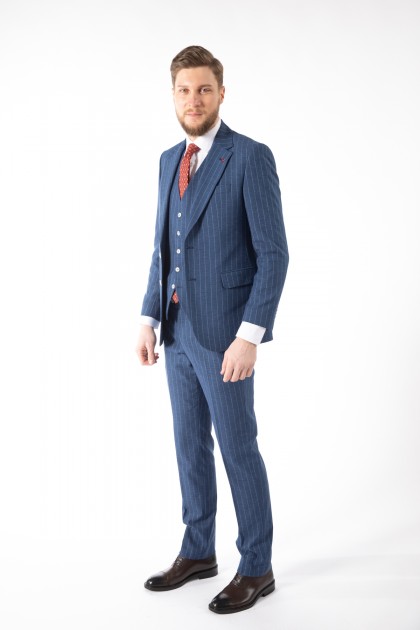 COSTUM ALBASTRU REGULAR FIT D'S DAMAT