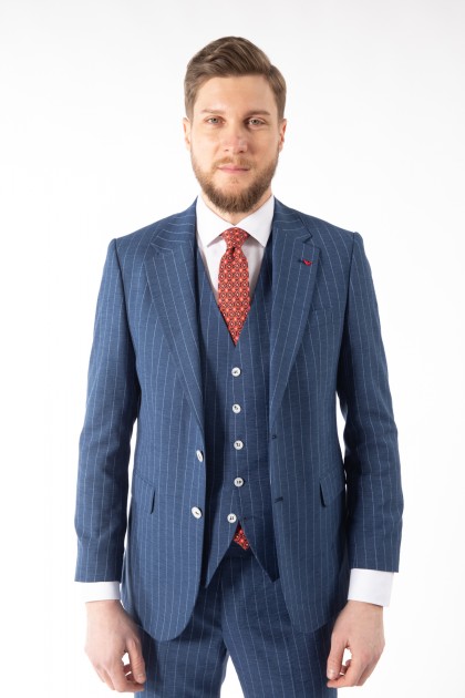 COSTUM ALBASTRU REGULAR FIT D'S DAMAT