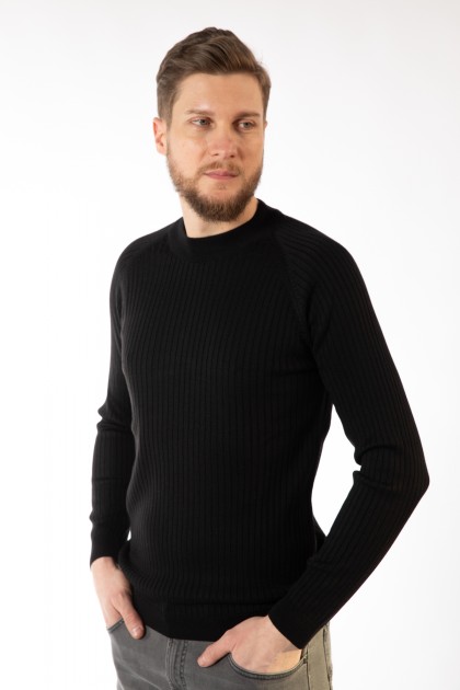 PULOVER NEGRU SLIM FIT TWN