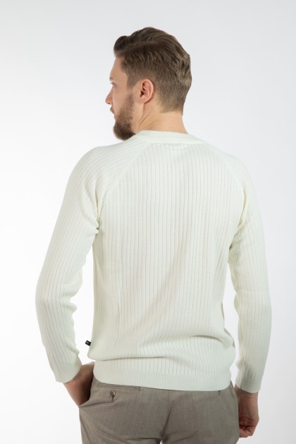 PULOVER ECRU SLIM FIT TWN