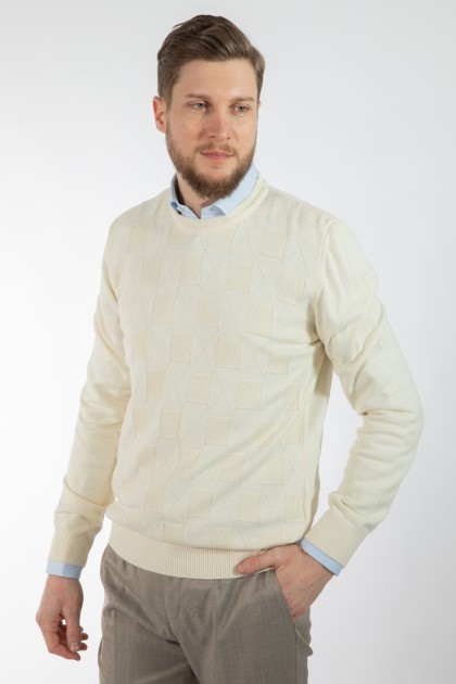 PULOVER ECRU REGULAR FIT D'S DAMAT