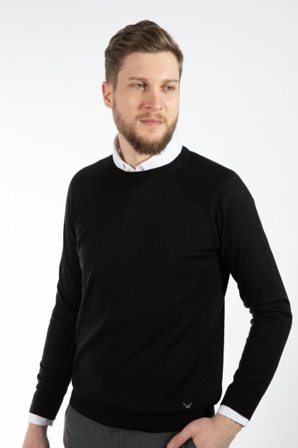 PULOVER NEGRU REGULAR FIT D'S  DAMAT