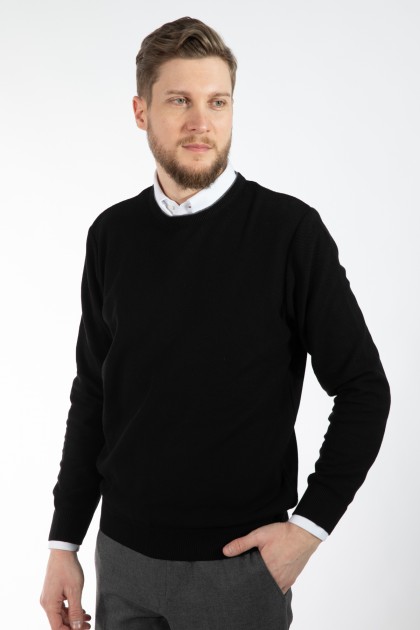 PULOVER NEGRU REGULAR FIT D'S DAMAT