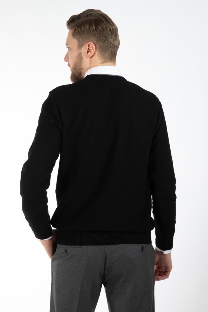 PULOVER NEGRU REGULAR FIT D'S DAMAT