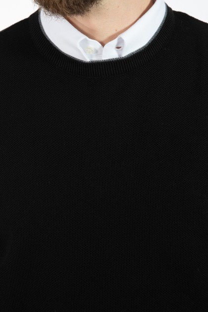 PULOVER NEGRU REGULAR FIT D'S DAMAT