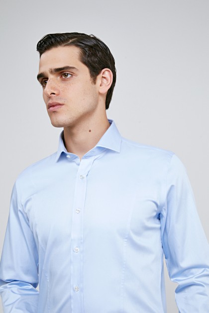 CAMASA CU BUTONI  BLEU D'S DAMAT SLIM FIT